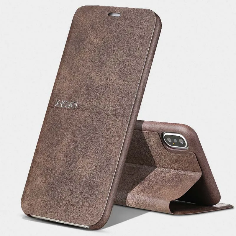 

X-Level Luxury Leather Case Flip Case Soft Business Back Phone For iphone 6 6S 6Plus 7 7Plus 8 8Plus X XS XR XSMax Case KS0129