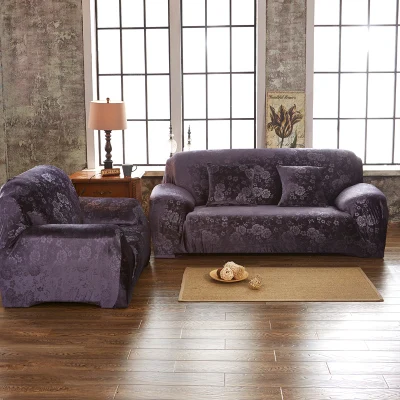 Чехол для дивана с рельефным принтом из плотного бархата и эластичной ткани в европейском стиле, удобный мягкий чехол для дивана - Цвет: grey
