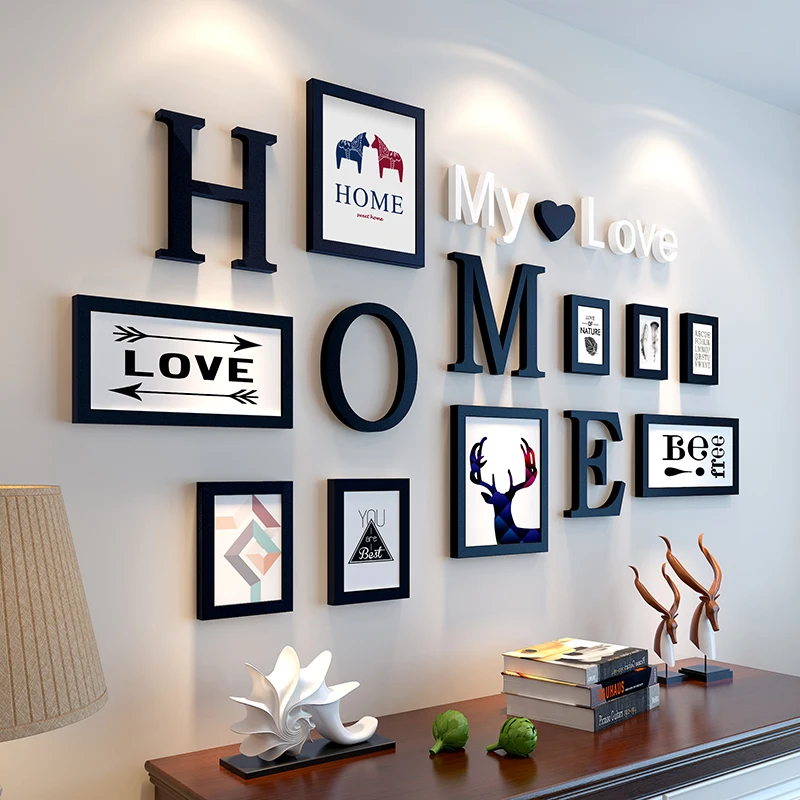 European Stype Home Design Wedding Love Photo Frame Wall Decoration Wooden Picture Frame Set Wall Photo Set