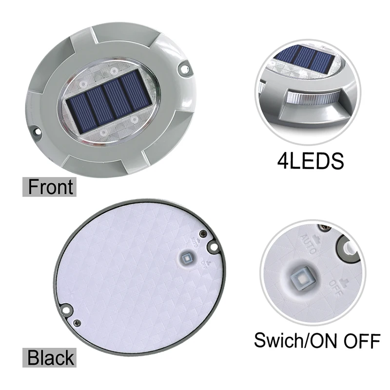 ソーラーロードスタッド照明アルミニウム4led屋外ロードドライブウェイドックパスグラウンドライトランプ暖かい白と白のライト AliExpress