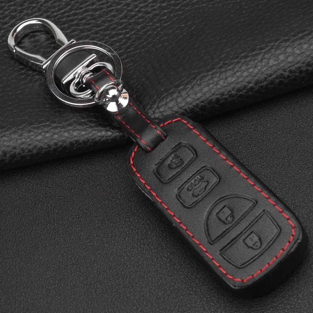 Jingyuqin 4 кнопки дистанционного кожаный чехол для ключей автомобиля брелок для Nissan Armada Sentra 350Z Altima Maxima Infiniti для KBRASTU15