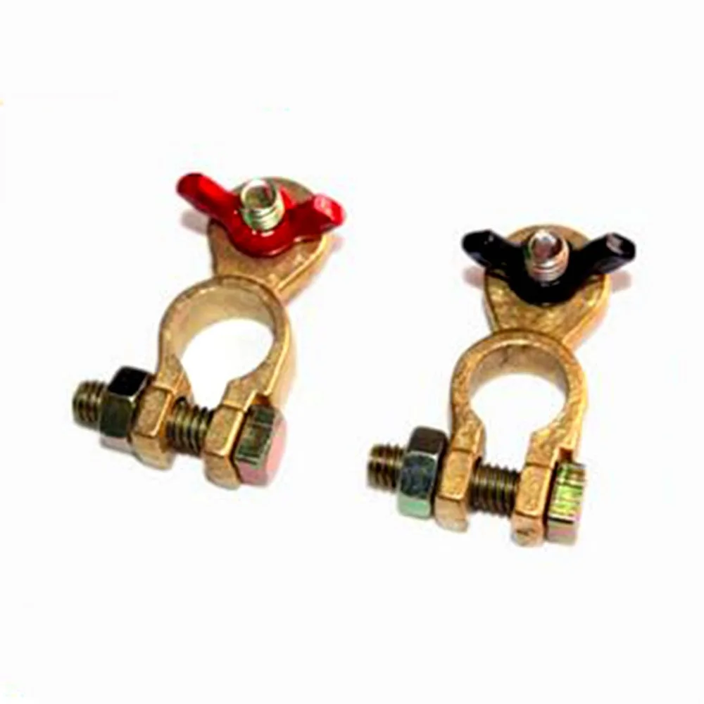 

Red and Black Knob Pure Copper Battery Connector Car Battery Terminal Pile Holder(POS 19MM, NEG 17MM)