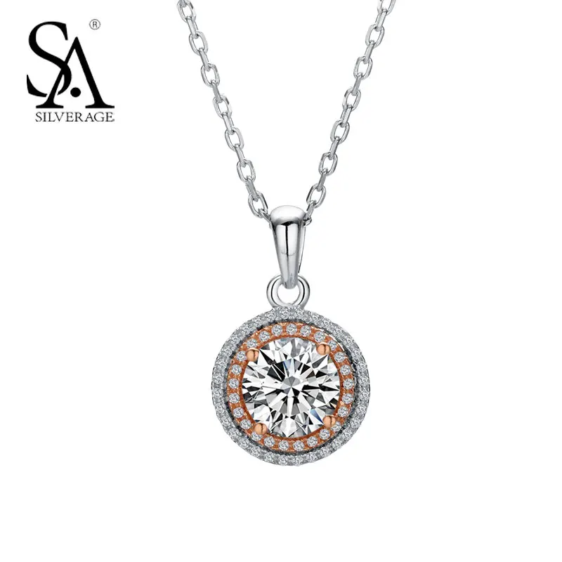 SA SILVERAGE 925 Silver Pendant For Women Sterling Silver With Round 