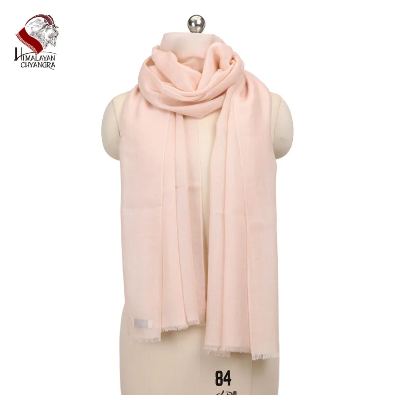 Ультра тонкая шерсть австралийского мериноса шарф шаль глушитель сплошной цвет с фабрики Высокое качество сделано в Непале - Цвет: Pale Pinkish Gray