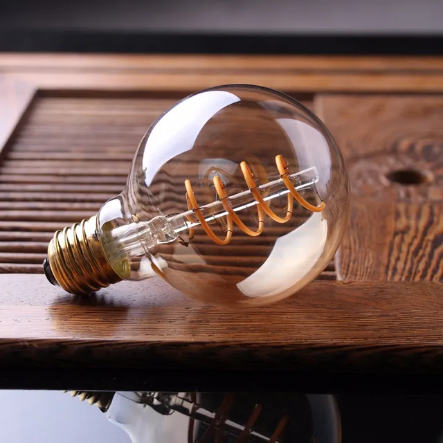 T45 A19 ST64 G80 G95 G125,Spiral Light  LED Filament Bulb,3W 2200K,Retro Vintage Lamps,Decorative Lighting,Dimmable