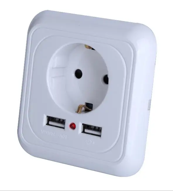 

new 1 piece Socket with usb wall outlet 2.4A 3 slots Wall Socket eu Ports Charger 16A 250V kitchen plug socket Electrical Outlet
