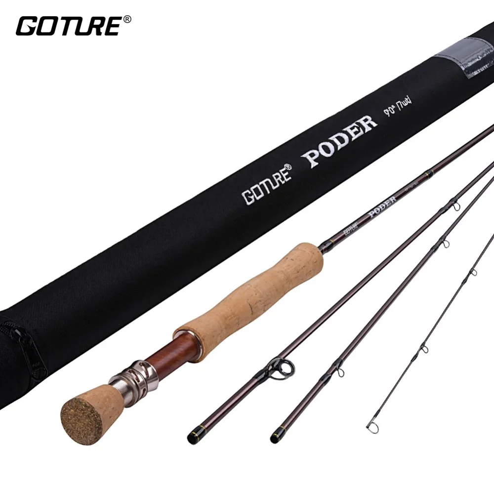 Goture PODER 2.7M/9FT Fly Fishing Rod 4 Sections 30T+36T Carbon Fiber Fishing Fly Rods 4WT 5WT