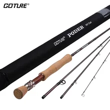 Goture poder 2.7m/9ft vara de pesca com mosca 4 seções 30t + 36t fibra de carbono varas mosca 4wt 5wt 7wt 8wt para truta baixo salmão