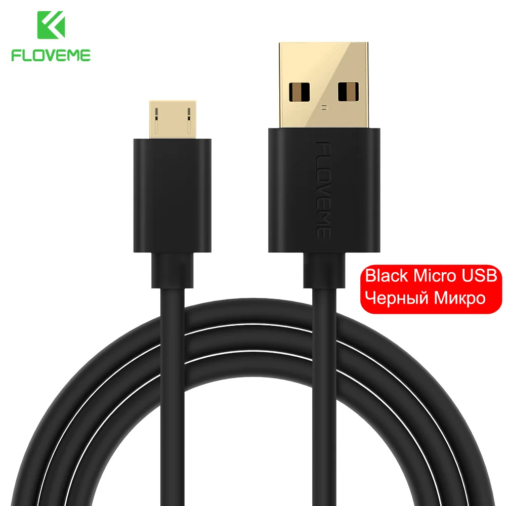 Кабель Micro USB FLOVEME для samsung Galaxy S6 Edge S7 S5 0,3 m/1 m/2 m/3 m type-C телефонный кабель для iPhone X 8 samsung S8 зарядное устройство - Цвет: Black Micro