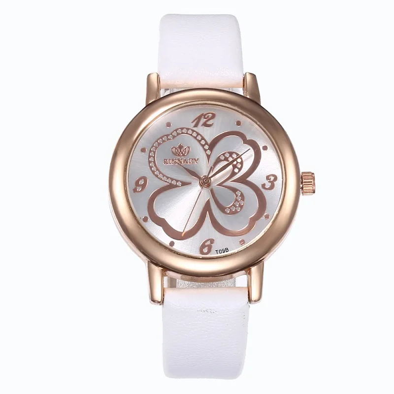 

2019 Student Ladies Fashion Simple Four-leaf Clasp Belt Quartz Watch Female Models
