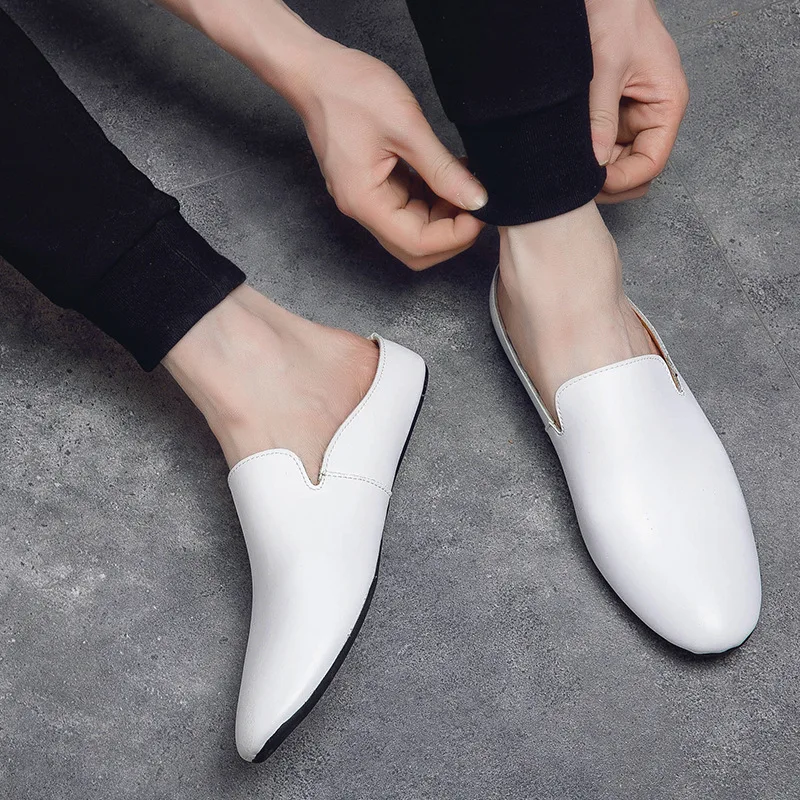 Zapatillas blancas de cuero PU para Hombre, mocasines de diseñador, Zapatos  de playa a la moda, Zapatillas de casa, Zapatos de talla grande|Zapatillas|  - AliExpress