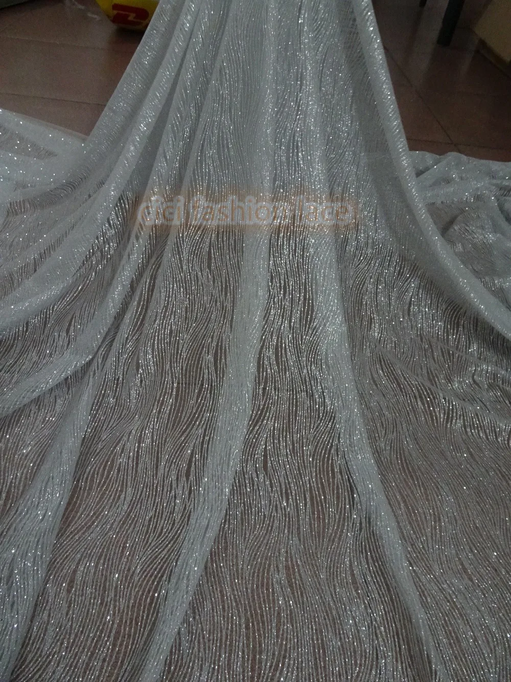 Высокое качество блестящая Сетка кружевная ткань серебряная пудра африканская гипюровая кружевная ткань CiCi-42079 с клееными блестками