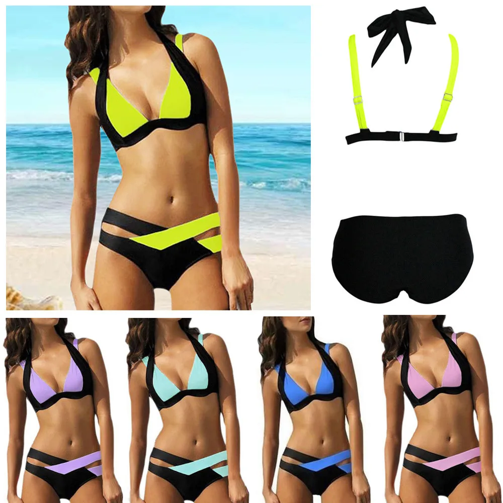 

Bikini 2019 Plus Size Swimwear Women Beachwear Bikini Set Beach Two-piece Bandage Beach two-piece suits sexy bikini set S-3XL