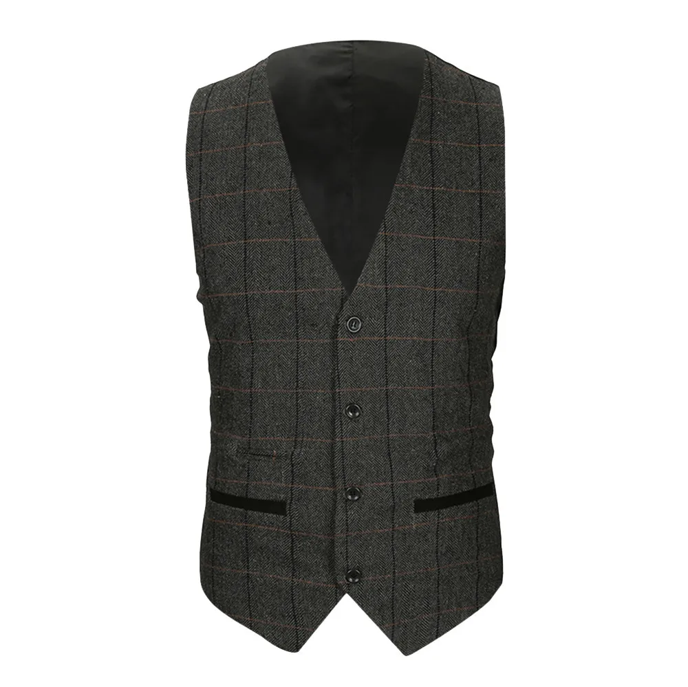 Mens Casual Suit Vest Male Fashion Dress vests plaid Slim Fit Waistcoat Formal Business Jacket sleevelss Autumn Winter d90628 - Цвет: dg