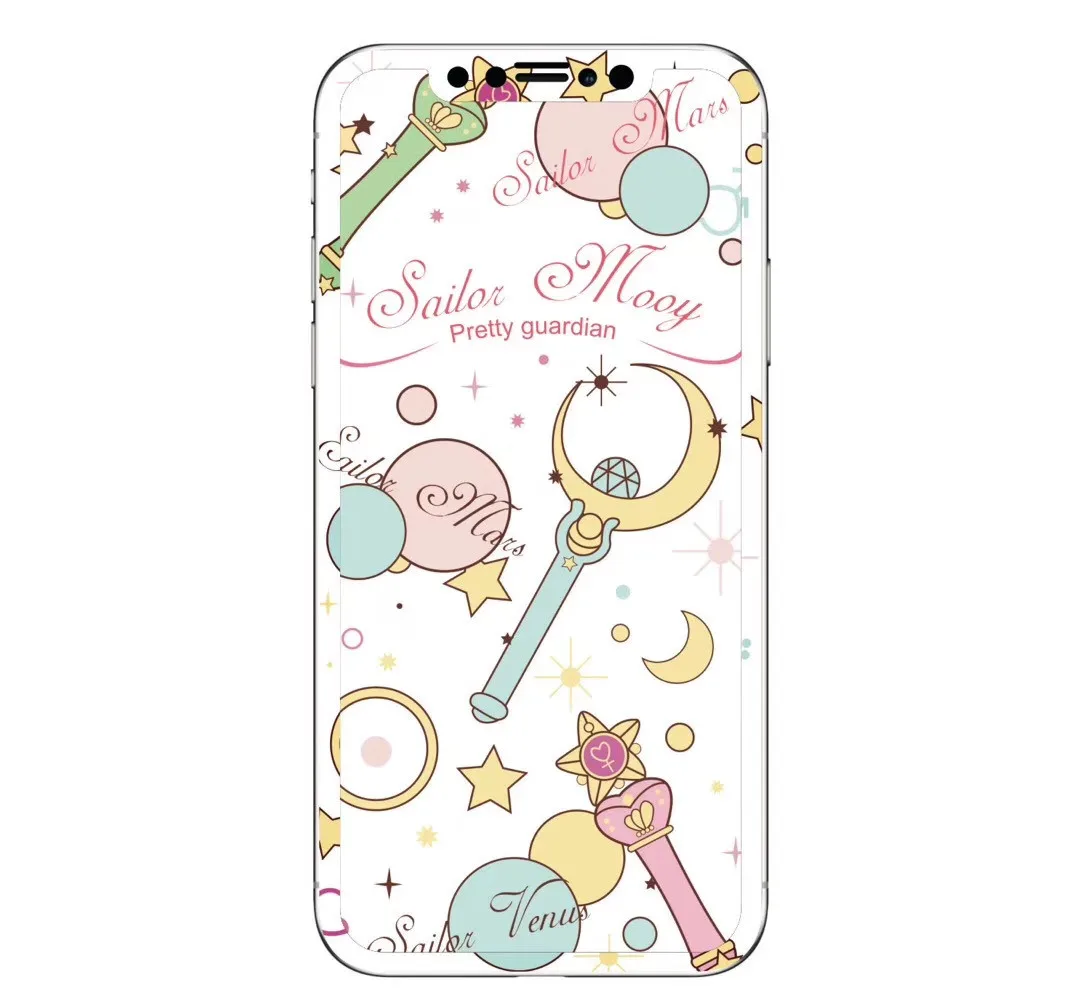 

Sailor Moon Cardcaptor Sakura Flowers Pattern 3D Full Cover Tempered Glass For iPhone X XS MAX XR Screen Protector