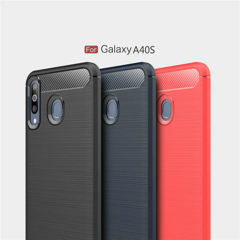 Чехол для телефона samsung A40S из углеродного волокна Galaxy A40S защитный чехол мягкий