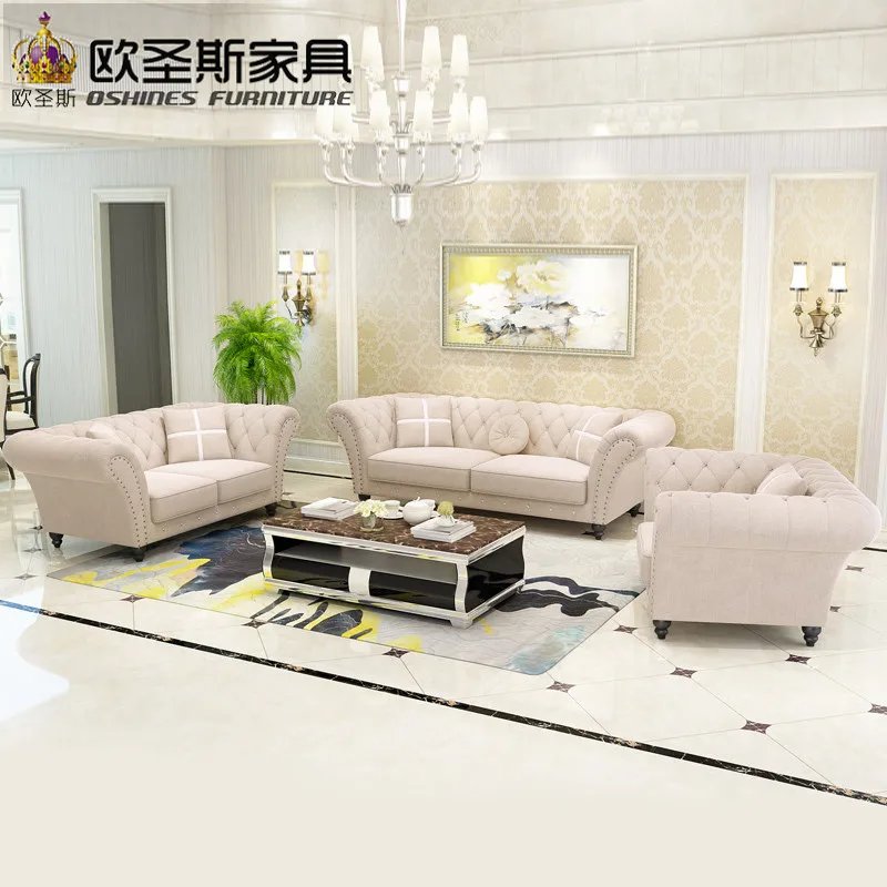 china 2017 latest design 7 seater 3 2 1 1 sofa livingroom Furniture post modern new classical Soft genuine fabric sofa set W38FA