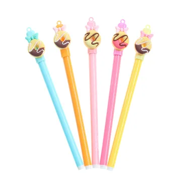 

5pcs Cute Cartoon Donut Small Fresh Gel Pen Black 0.5mm Refill Pen Children'S Stationery Gifts Office Supplies (Random Colors)