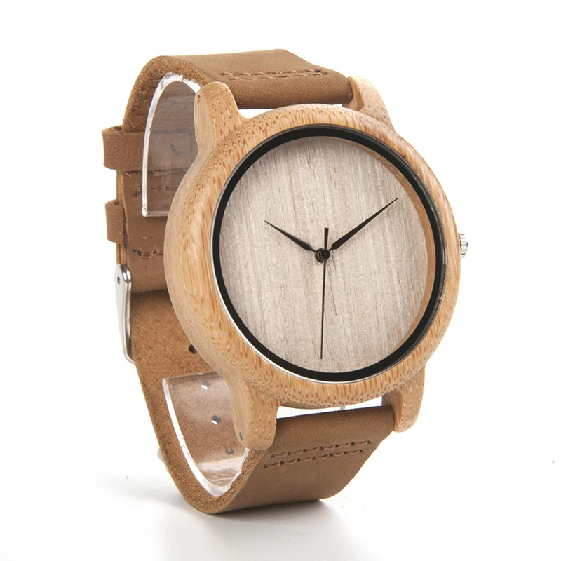 BOBO BIRD Men Natural Wood Bamboo Watches Women Vintage Wooden Male Ladies Watch With Leather Band in gift box custom logo