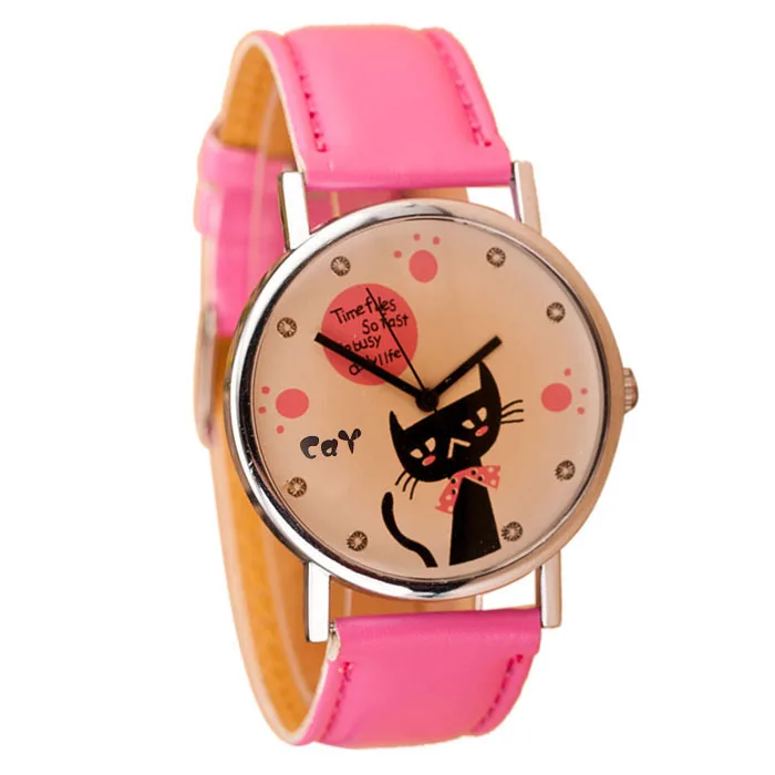 Irisshine i0802 женские часы леди MS девушки студентов Повседневная шкала со стрелкой прекрасный кот PU Кожаный ремешок кварцевые наручные часы в подарок