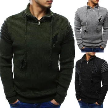 

Sweater Pullover Men 2018 Male Brand Casual Slim Sweaters Men High Quality Zipper Holes Sweater Knitted Hedging Men'S Sweater