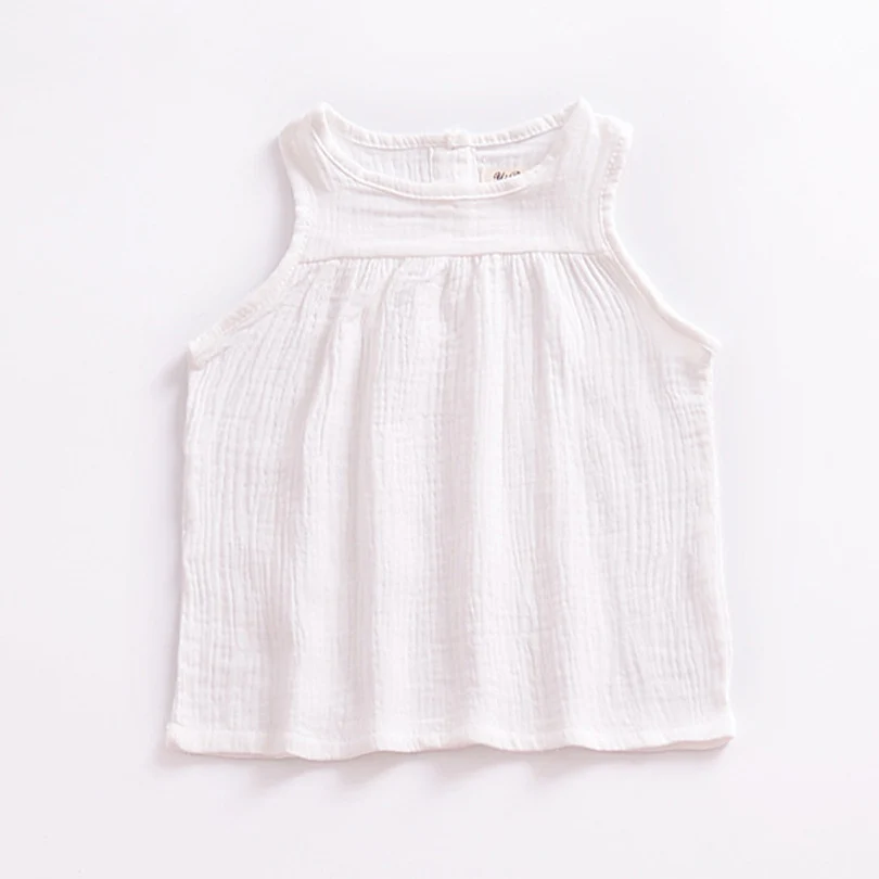 Летние костюмы для маленьких девочек детская одежда из хлопка и льна комплекты одежды для детей жилет для новорожденных топы+ шорты, одежда для малышей 0-4 лет - Color: TNSCH869-White
