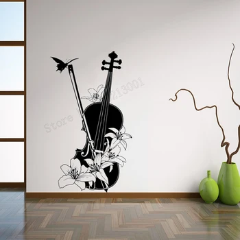 

Art Wall Sticker Music Violin Butterfly Room Decoration Kids Classic Abstract Morden Wall Decor Beauty Removeable Mural LY73