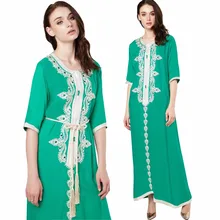 Muslim women Long sleeve Dress maxi long dress islamic clothing Moroccan kaftan elegant embroidery ethnic vintage dress tunic 15