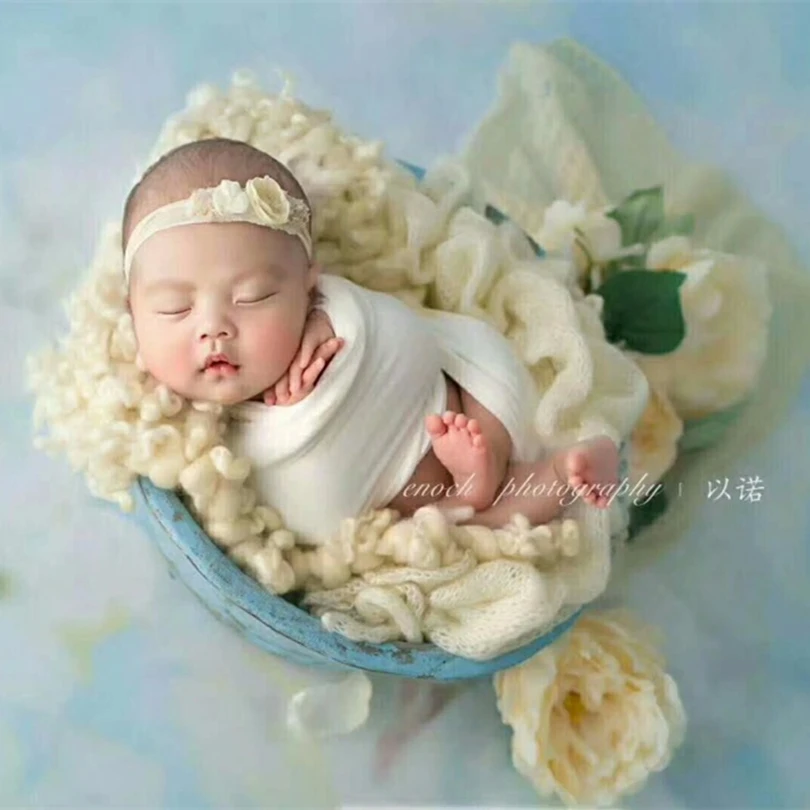 Новорожденный кудрявый шерстяной войлочное одеяло слой корзина Stuffer реквизит для фотосъемки крем кудрявый слой ткань реквизит для фотосессии