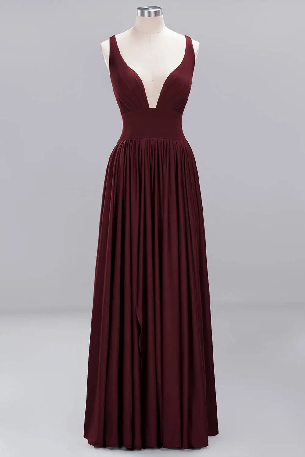Robe De Soiree сексуальное вечернее платье с v-образным вырезом, длинное простое платье с открытой спиной для выпускного вечера, платье размера плюс для свадебной вечеринки - Цвет: Бургундия