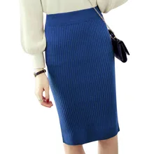 Новые осенне-зимние женские трикотажные юбки-карандаш стрейч с высокой талией длиной до колена зауженное офис, женское облегающее длинное платье VK-ING