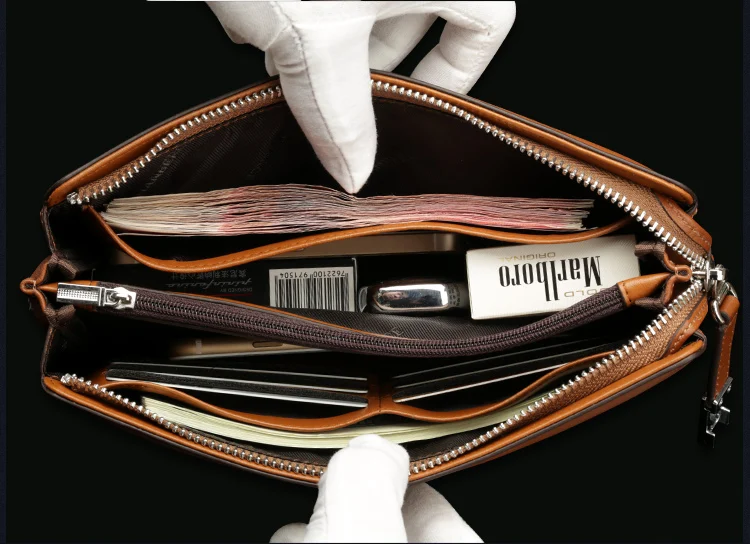 Мужской кошелек из натуральной кожи на молнии|travel bag|bag travel bagleather bag |
