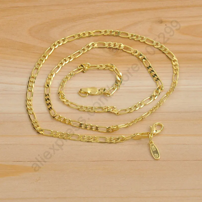 Top Quality Man Necklace Yellow Gold Color Figaro Necklaces Chain 3MM Pendant With Lobster Clasps 1 PC Fast Shipping | Украшения и