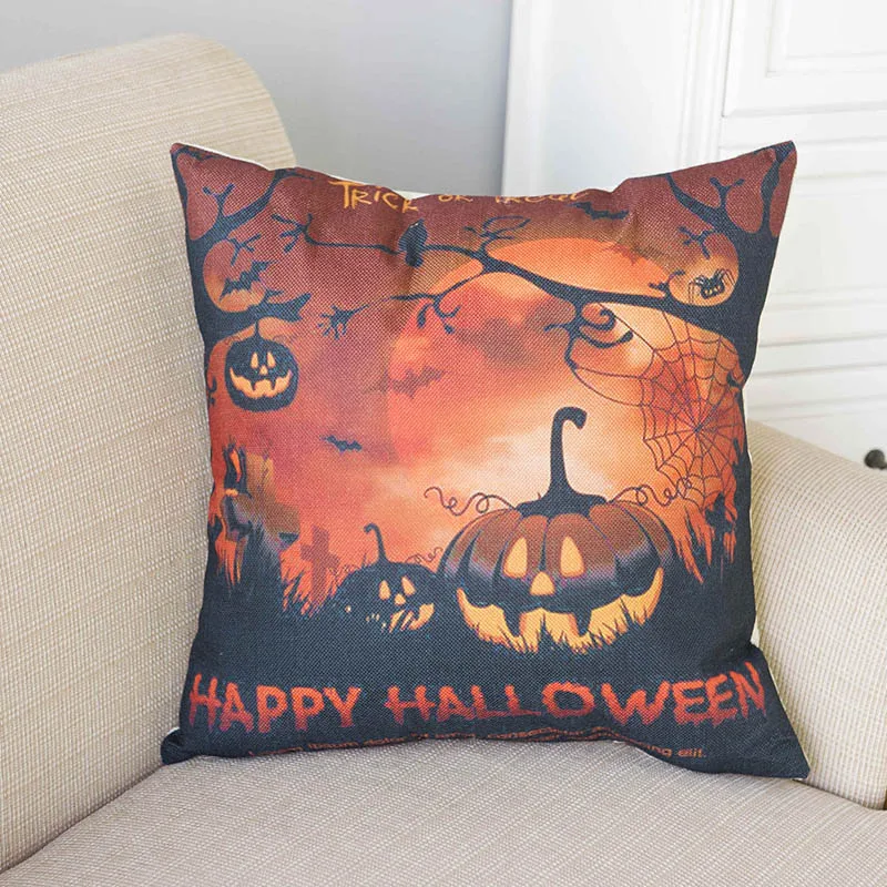 Halloween Decoration Cushion Covers Sofa Halloween Cotton Linen Square