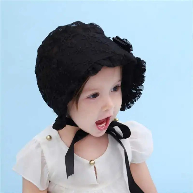 Детская летняя сетчатая шляпка Gorro infantile Verano с кружевом и цветочным узором для