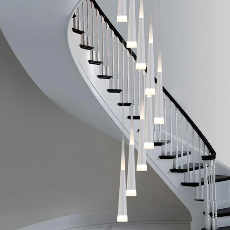 

Creative double staircase chandelier art personality restaurant led chandelier malls high rotation staircase long chandelier led