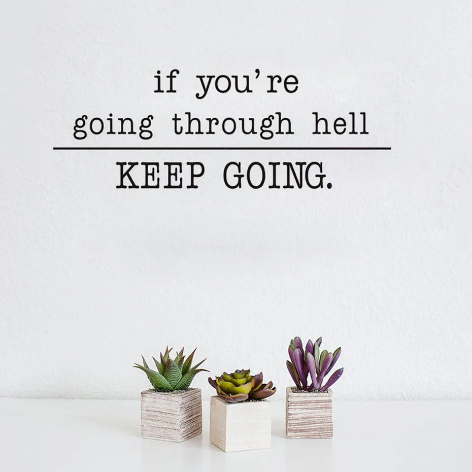 

DCTOP If You Are Going Through Hell Keep Going Encouraged Word Wall Sticker For Living Room Door Decorations Wallpaper Wall Art