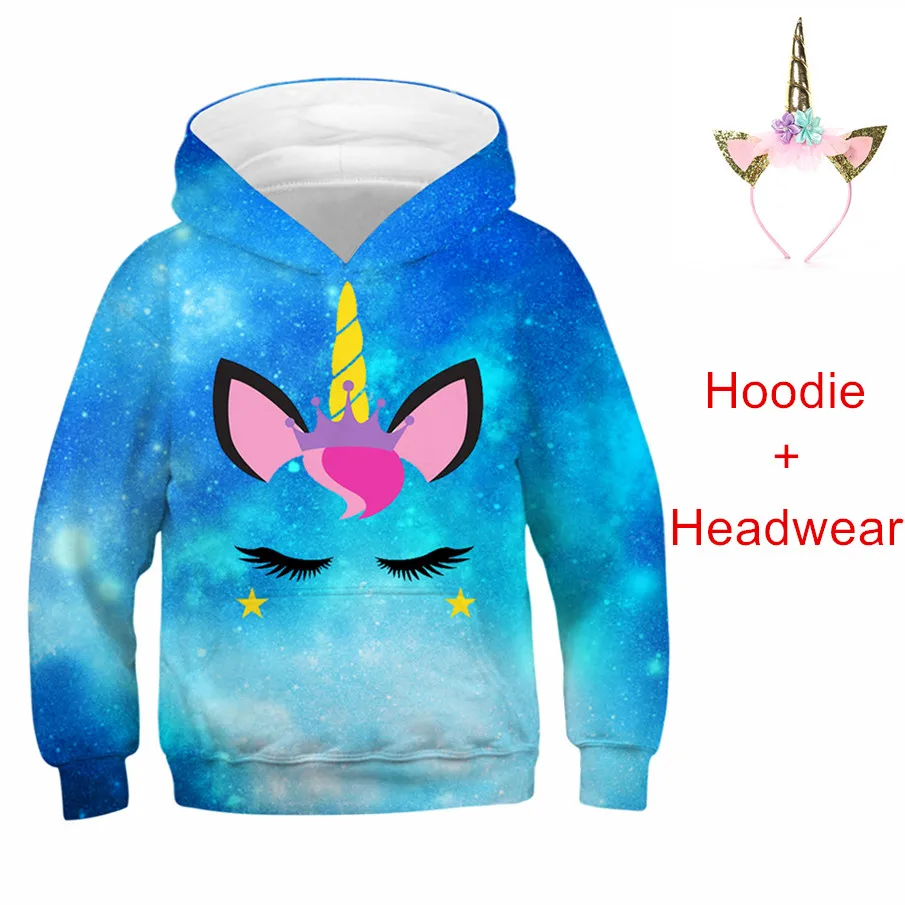 

New 2019 Children Fashion blue Anime Hoodies Boys Girls Funny Sweatshirts Pegasus Unicorn Colorful Galaxy Kids Pullovers Tops