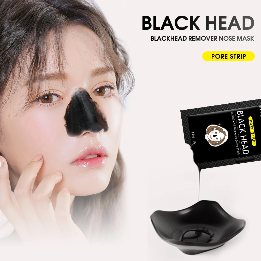 AMEIZII 5Pcs Facial Face Nose Black Mask Blackhead Remover Purifying Deep Cleaning Bamboo Charcoal Oil Control Mud Skin Care