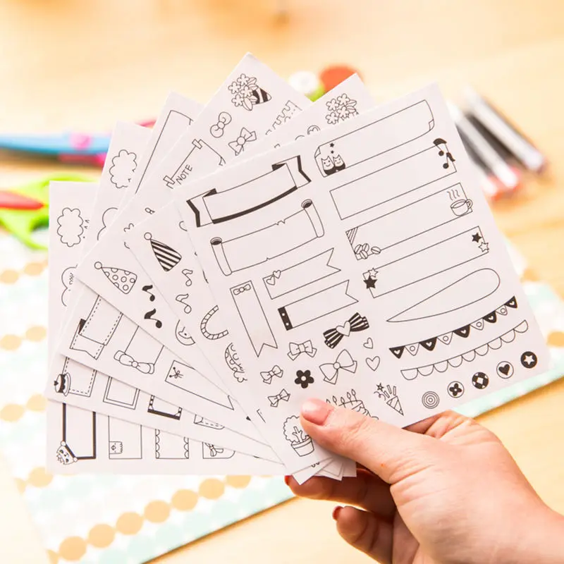 6 Sheets Retro DIY Calendar Paper Stickers for Scrapbooking Diary Planner Sticky