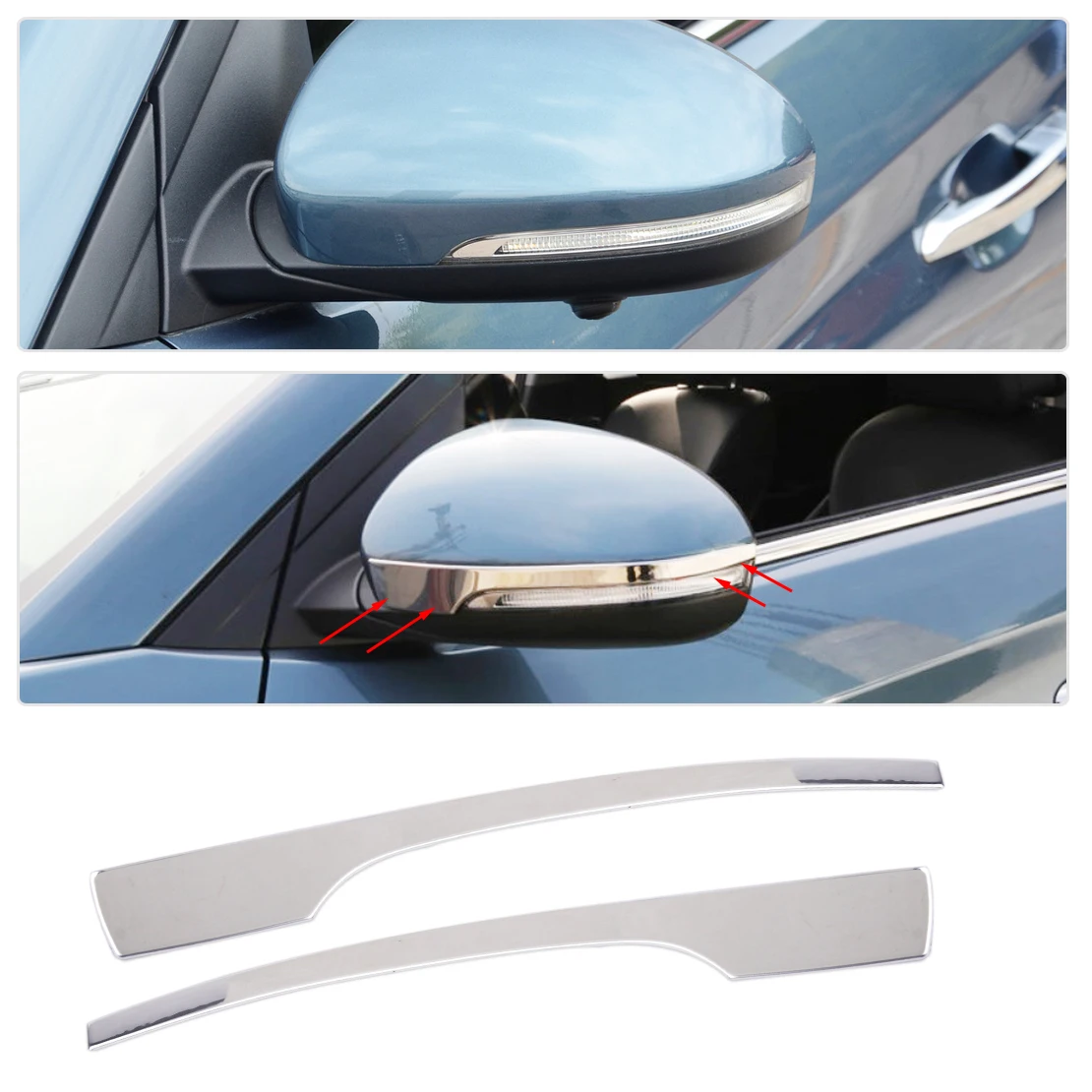 beler Car Chrome Plated Side Mirror Cover Trim Rear View Bezel Garnish Fit for Hyundai Tucson