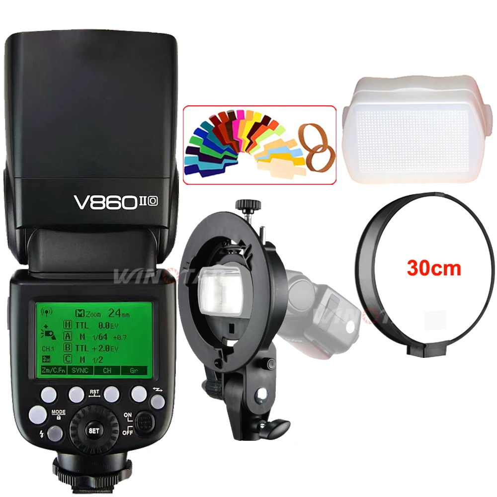 

Godox V860II-O GN60 HSS 1/8000s Camera Flash Speedlite 2.4G Wireless X System+ Bowens S-Type Bracket Kit For Olympus/Panasonic