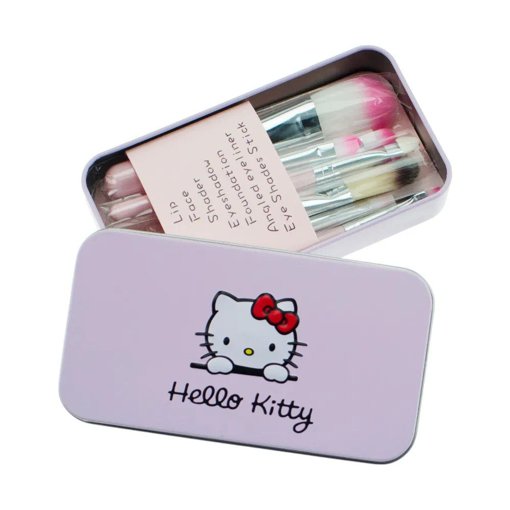 2017 Black Hello Kitty 7Pcs Makeup Brush Set Mini Size Professional