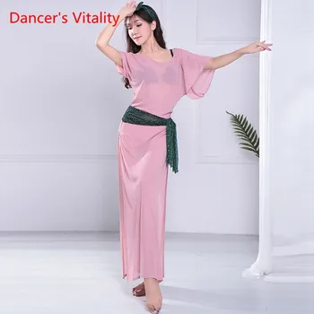 

Oriental Dance Wear Clothing Women Belly Dance Dress Robe+Belt+Headdress 3pcs Competition Costumes