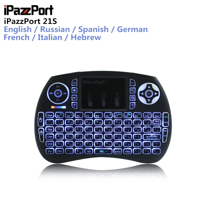 

IPazzPort 21S mini keyboard 2.4GHz Wireless Mini USB Keyboard Backlight Function With Touchpad Support Multi Languages