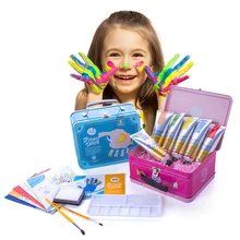 6 цветов 100 мл пигмент для покраски пальцев с инструментами для покраски чемодан Подарочная коробка безопасный нетоксичный можно мыть