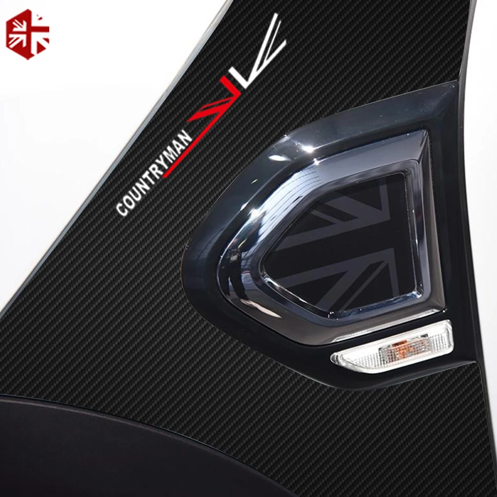 

Union Jack 5D Carbon Fibre Vinyl Decal Front Fender Sticker Side Section Scuttles Trim For Mini Cooper Countryman F60 2017-