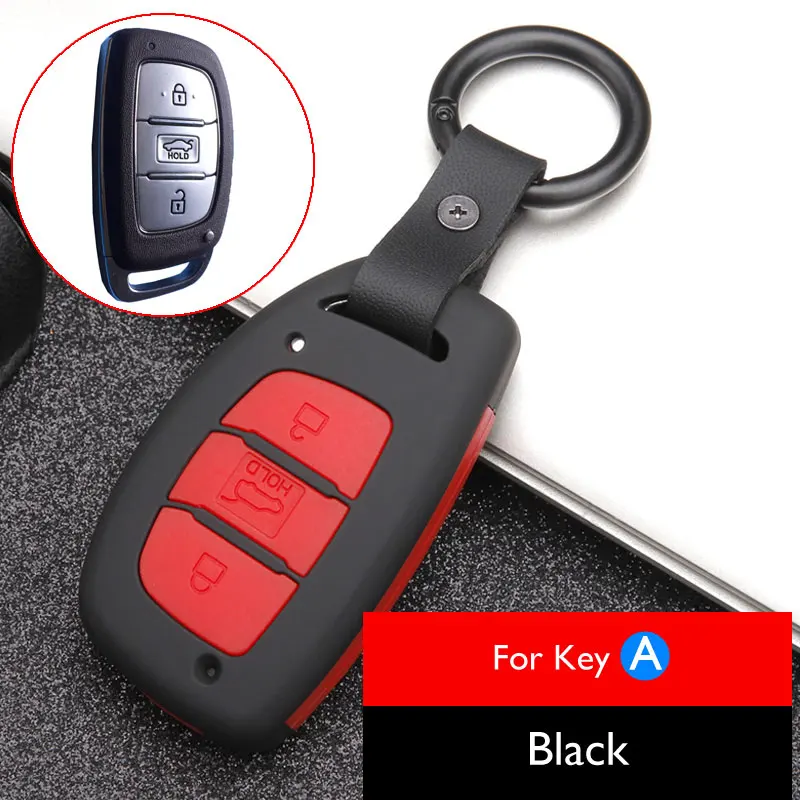 Black for Key A Чехол для ключей автомобиля из углеродного волокна для hyundai Tucson IX25 IX35 Creta Mistra Elantra Verna Smart Remote Fob Защитная крышка Держатель Брелок Сумка - Название цвета: Black for Key A