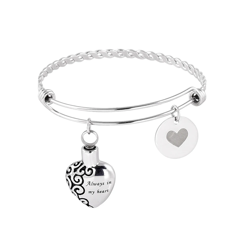 IJB5100 Funeral urn ashes charm bracelet 316L stainless steel wire