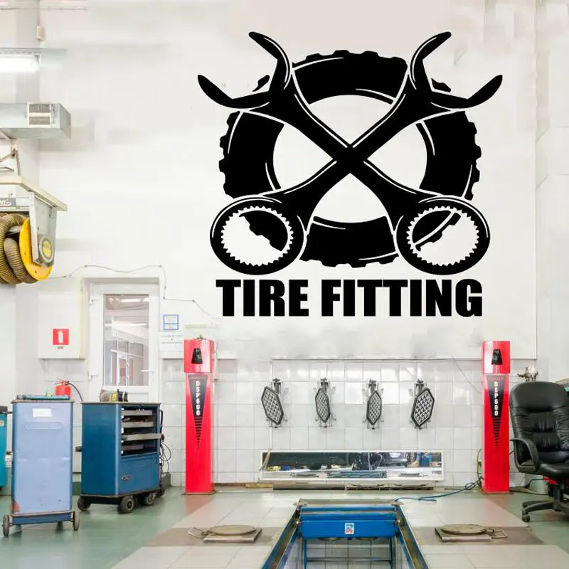 Tire Fitting Ervice Wall Sticker Car Workshop Logo Auto Service Vinyl Decal Home Interior Decoration Waterproof Mural CS11